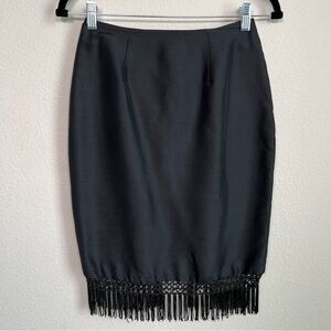 Vintage Allison Taylor 100% Silk Fringe Straight
Women's Skirt Size 2